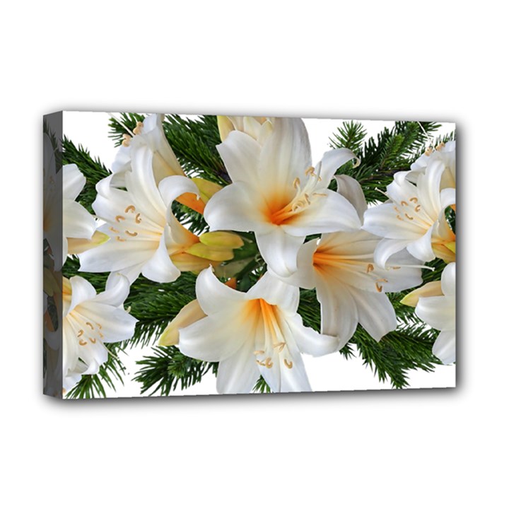 Lilies Belladonna White Flowers Deluxe Canvas 18  x 12  (Stretched)