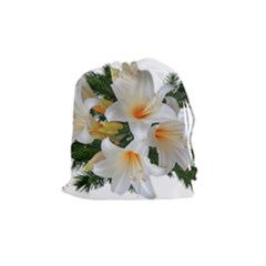 Lilies Belladonna White Flowers Drawstring Pouch (medium)