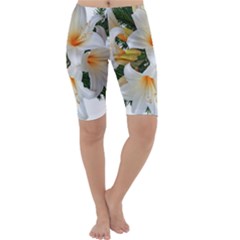 Lilies Belladonna White Flowers Cropped Leggings 