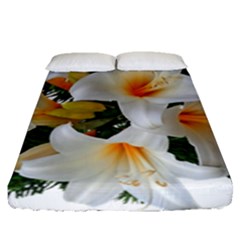 Lilies Belladonna White Flowers Fitted Sheet (queen Size) by Pakrebo