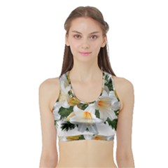 Lilies Belladonna White Flowers Sports Bra With Border