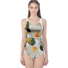 Lilies Belladonna White Flowers One Piece Swimsuit