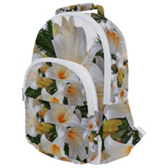 Lilies Belladonna White Flowers Rounded Multi Pocket Backpack