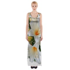 Lilies Belladonna White Flowers Thigh Split Maxi Dress