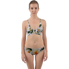 Lilies Belladonna White Flowers Wrap Around Bikini Set by Pakrebo