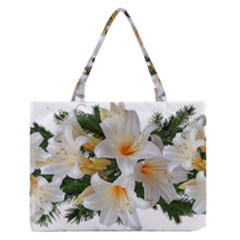 Lilies Belladonna White Flowers Zipper Medium Tote Bag