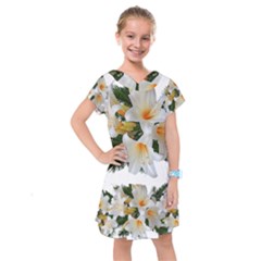 Lilies Belladonna White Flowers Kids  Drop Waist Dress