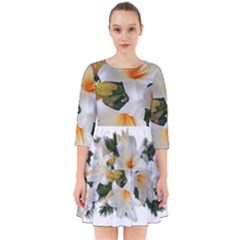 Lilies Belladonna White Flowers Smock Dress