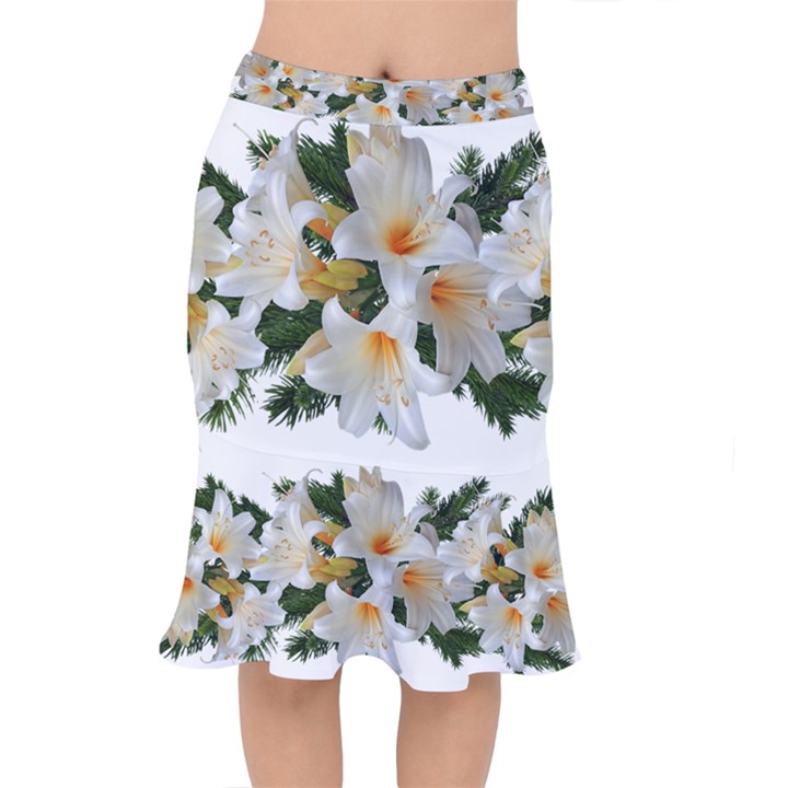 Lilies Belladonna White Flowers Short Mermaid Skirt