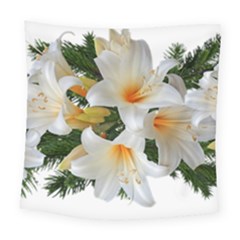 Lilies Belladonna White Flowers Square Tapestry (large)