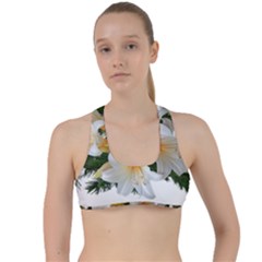 Lilies Belladonna White Flowers Criss Cross Racerback Sports Bra