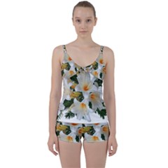 Lilies Belladonna White Flowers Tie Front Two Piece Tankini