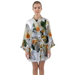 Lilies Belladonna White Flowers Long Sleeve Kimono Robe