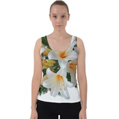 Lilies Belladonna White Flowers Velvet Tank Top