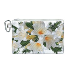 Lilies Belladonna White Flowers Canvas Cosmetic Bag (medium) by Pakrebo