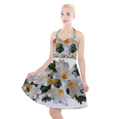 Lilies Belladonna White Flowers Halter Party Swing Dress 