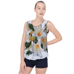 Lilies Belladonna White Flowers Bubble Hem Chiffon Tank Top