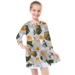 Lilies Belladonna White Flowers Kids  Quarter Sleeve Shirt Dress