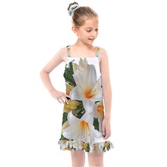 Lilies Belladonna White Flowers Kids  Overall Dress by Pakrebo