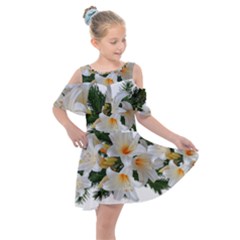 Lilies Belladonna White Flowers Kids  Shoulder Cutout Chiffon Dress