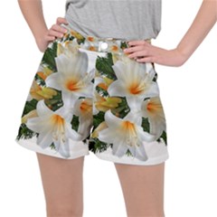 Lilies Belladonna White Flowers Ripstop Shorts