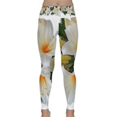 Lilies Belladonna White Flowers Lightweight Velour Classic Yoga Leggings