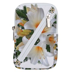 Lilies Belladonna White Flowers Belt Pouch Bag (small)