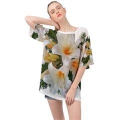 Lilies Belladonna White Flowers Oversized Chiffon Top