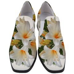 Lilies Belladonna White Flowers Women Slip On Heel Loafers