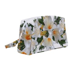 Lilies Belladonna White Flowers Wristlet Pouch Bag (medium)