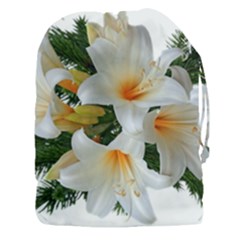 Lilies Belladonna White Flowers Drawstring Pouch (xxxl) by Pakrebo