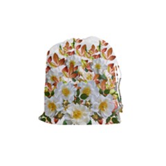 Flowers Roses Leaves Autumn Drawstring Pouch (medium)