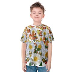 Flowers Roses Leaves Autumn Kids  Cotton Tee