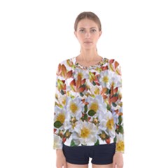 Flowers Roses Leaves Autumn Women s Long Sleeve Tee