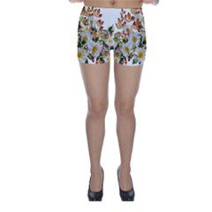 Flowers Roses Leaves Autumn Skinny Shorts