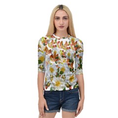 Flowers Roses Leaves Autumn Quarter Sleeve Raglan Tee