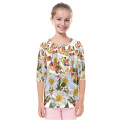 Flowers Roses Leaves Autumn Kids  Quarter Sleeve Raglan Tee