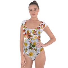 Flowers Roses Leaves Autumn Short Sleeve Leotard 