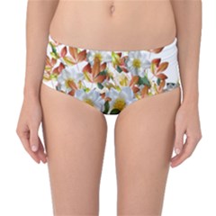 Flowers Roses Leaves Autumn Mid-waist Bikini Bottoms