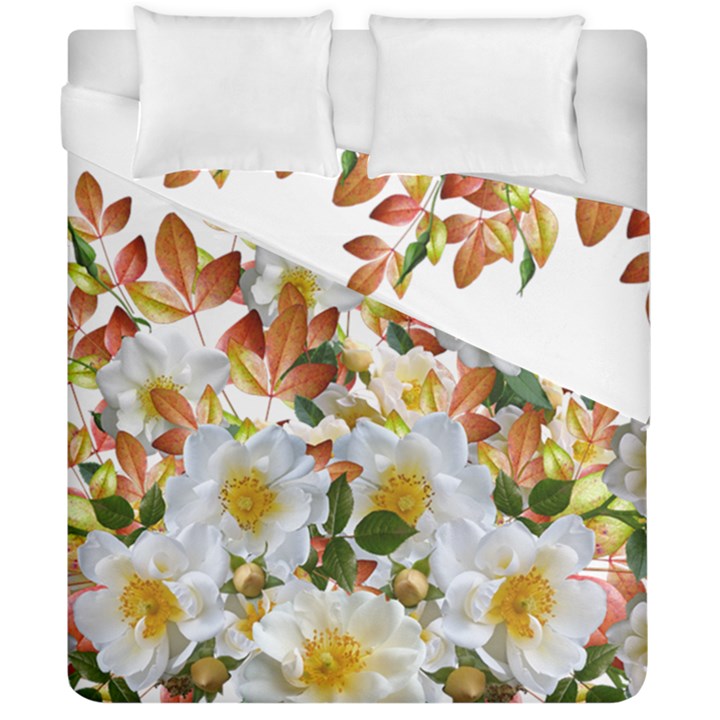 Flowers Roses Leaves Autumn Duvet Cover Double Side (California King Size)