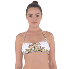 Flowers Roses Leaves Autumn Halter Bandeau Bikini Top