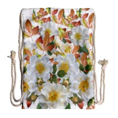 Flowers Roses Leaves Autumn Drawstring Bag (large) by Pakrebo