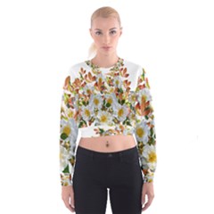 Flowers Roses Leaves Autumn Cropped Sweatshirt