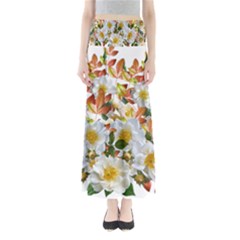 Flowers Roses Leaves Autumn Full Length Maxi Skirt