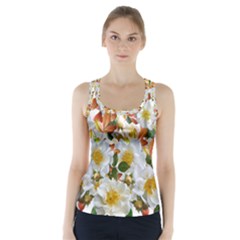 Flowers Roses Leaves Autumn Racer Back Sports Top