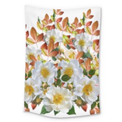 Flowers Roses Leaves Autumn Large Tapestry