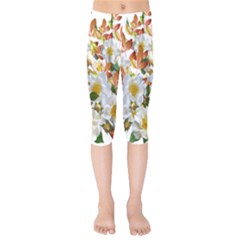 Flowers Roses Leaves Autumn Kids  Capri Leggings 