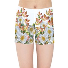 Flowers Roses Leaves Autumn Kids  Sports Shorts by Pakrebo