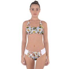 Flowers Roses Leaves Autumn Criss Cross Bikini Set