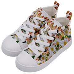 Flowers Roses Leaves Autumn Kids  Mid-top Canvas Sneakers